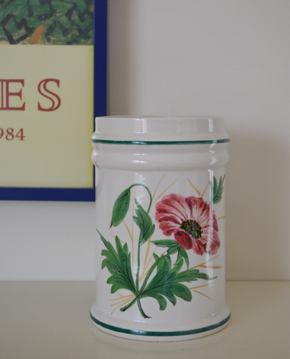 Italian Ceramic Hand Painted Poppy Vase - Picture 1 of 3